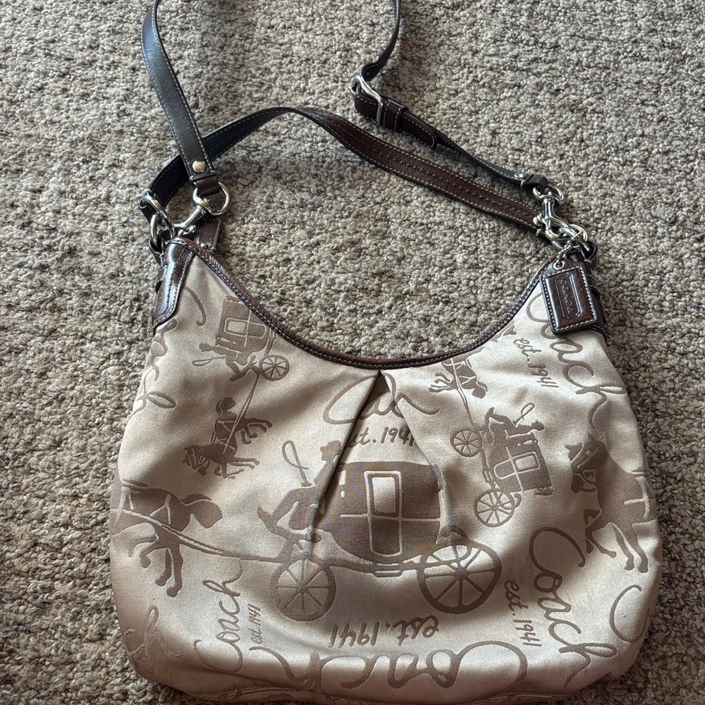 Coach Beige and Brown Shoulder Bag